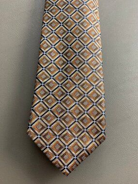 Perry Ellis Men's 3'' 100% Polyester Neck Tie, Orange Williams Geometric